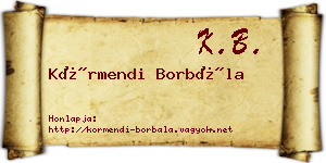 Körmendi Borbála névjegykártya